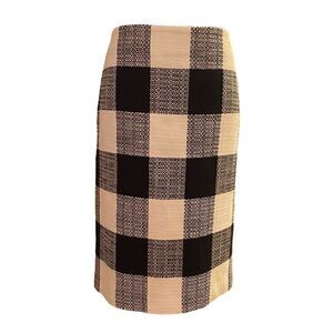 Talbots Cotton Textured‎ Black and White Plaid Pencil Skirt Sz 10